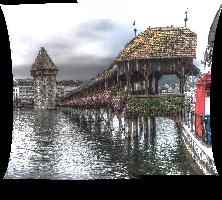 Kapellbrücke in Luzern, Switzerland, bridge, covered, europe, geraniums, kapellbrücke, lake, luzern, roofed, switzerland, tower, wooden